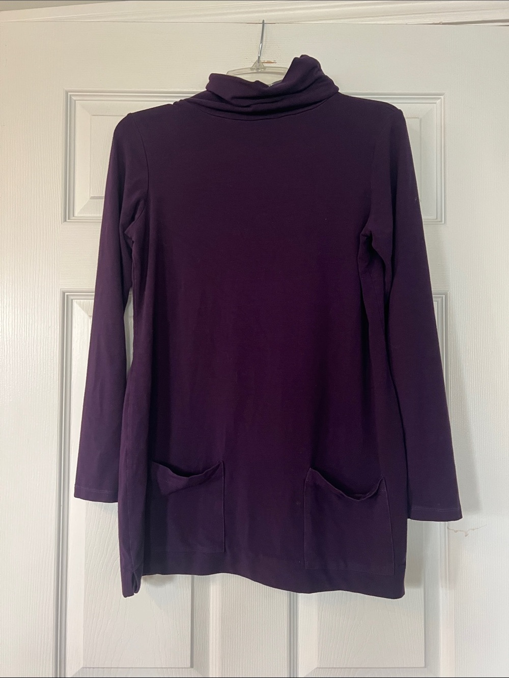Miik Cozy Long Sleeve Turtleneck Tunic with Front Pockets - Purple